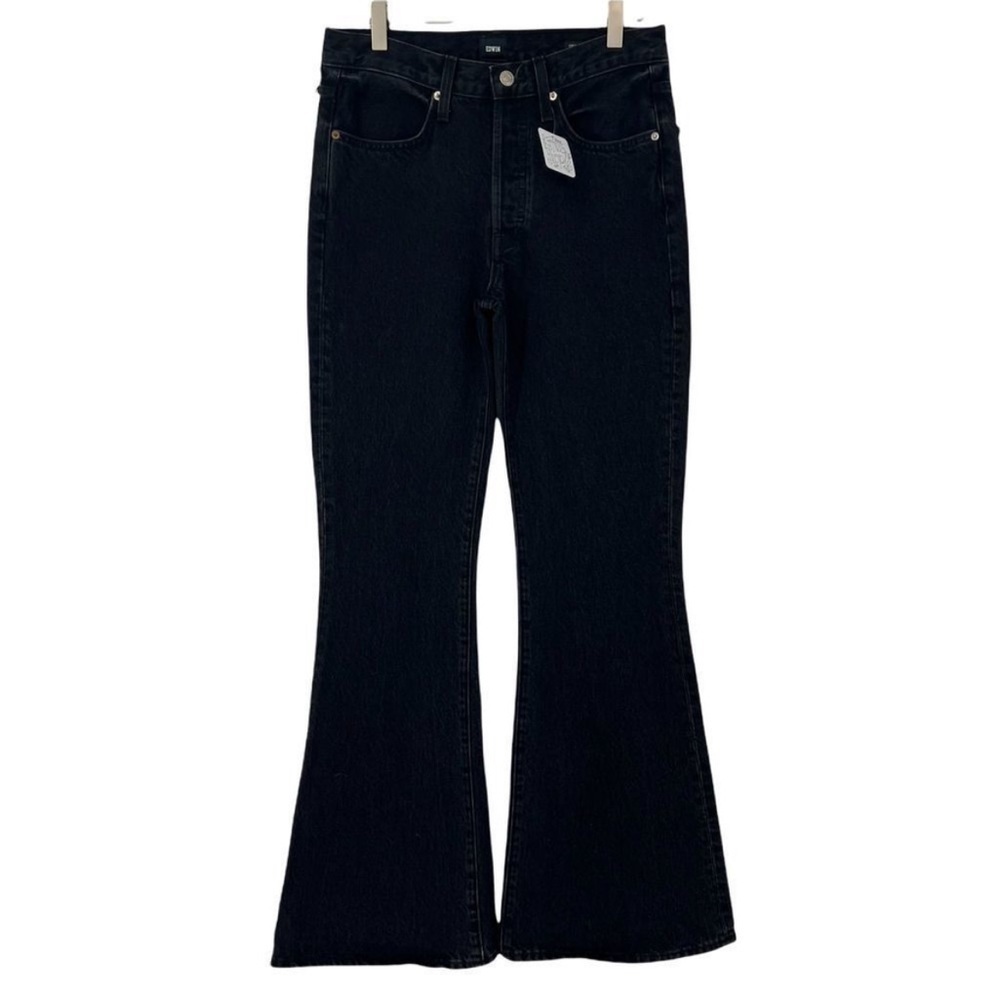 Edwin 30 Chrissy Wide Flare Jeans Record Black Cotton  NWT